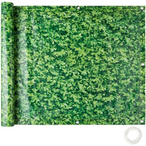 Brise-vue - - Panneau en PVC avec œillets renforcés en métal pour balcon et jardin 600 x 90 cm - Motif feuilles (1/4)