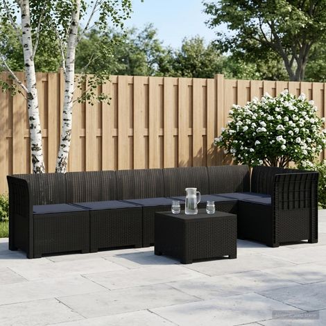 vidaXL Sofá de Jardín para 6 Personas con Cojines Estilo Rattan PP (1/5)