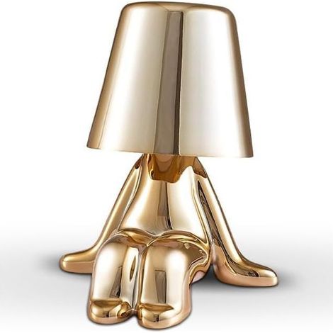 Lampe de Table LED sans Fil Créative Rechargeable à Pile Lampe Portative Réglable en Luminosité Design de Modèle Mignon pour Restaurant Chambre à Coucher Patio Studio Article Noël Doré-C (1/5)