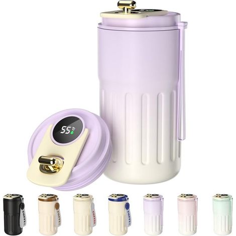 Kaffeebecher mit Digitalanzeige, Thermoskanne, Edelstahl 316, isolierter Vakuum-Thermosbecher, auslaufsicher, Reisebecher mit Deckel für Kaffee (1/5)