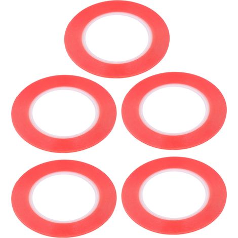 Ruban adhésif double face amovible haute adhérence, 5 rouleaux rouges 4mm, parfait pour décoration créative et emballage cadeau (1/5)