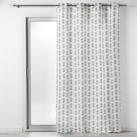 1 Rideau a oeillet 140x240 cm geometrique Letiko blanc (1/2)