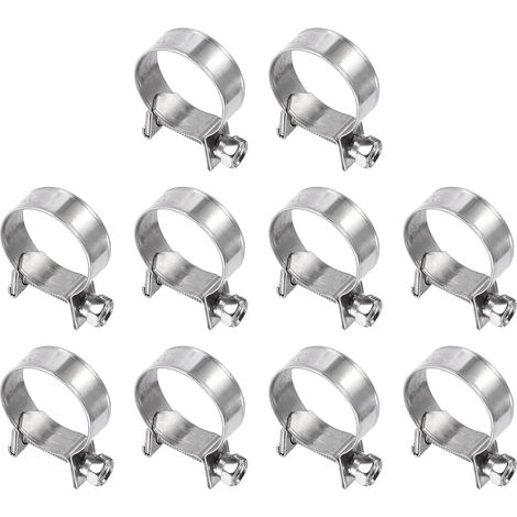 10pcs Collier De Serrage Pour Injection De Carburant 20-22mm Ajustable En Acier Inoxydable 304 Mini Collier Pour Tuyau De Gaz Pour Automotive Agriculture Plomberie Diesel Petrol (1/5)