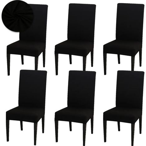 6er-Pack Stuhlhussen, universelle Stretch-Stuhlhussen für Esszimmerstühle, ideal für Hochzeiten, Partys zu Hause und andere Anlässe, Schwarz