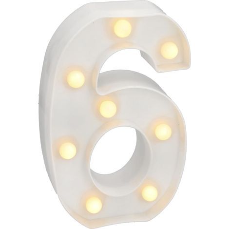 LED-Leuchte Nr. 6, warmweißes Licht (3000 K), weißes Gehäuse, kabellos, aus Kunststoff, für die Hochzeitsdekoration im Innenbereich (1/5)