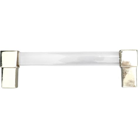 Acryl-Schubladengriffe, einlochig, Kristall-Schubladengriffe für Küchenschränke, Kommoden und Schränke, Lochabstand 96, Gold (1/5)