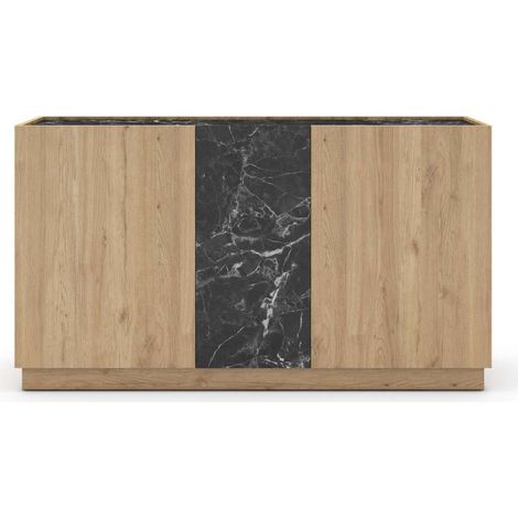 Aparador 3 puertas mod-Laura acabado roble y negro, 140cm(ancho) 78.5cm(alto) 41.8cm(largo) (1/5)
