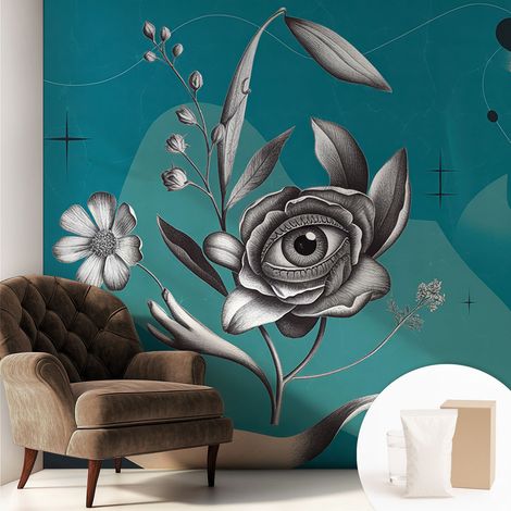 Fototapete Vliestapete mit Kleber - modern Wohnzimmer - Wanddekoration - einfach anzubringen Blumenauge 250x250 cm (1/5)
