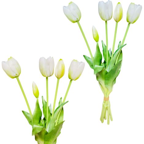 Tulipanes blancos - Ramo de caucho con tulipanes 39 cm Real Touch color 6 (1/5)