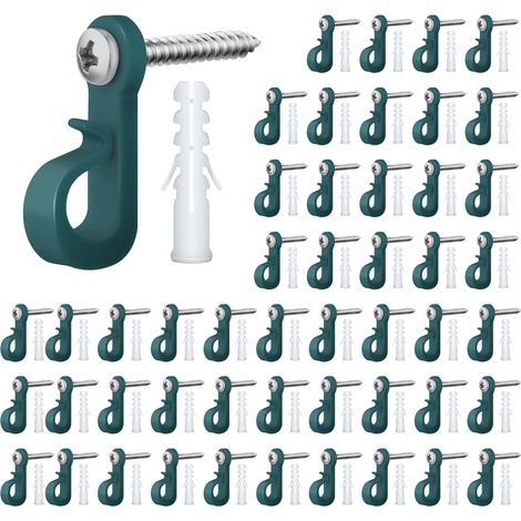 50pcs Crochet à Visser, Robustes Crochet de Lumière Crochets de Clôture pour Lampes Suspendues Crochets de Guirlande Lumineuse pour Jardin Extérieur (Vert) (1/5)