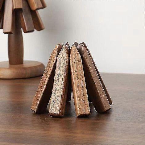 Ensemble de dessous de verre en bois pour plats chauds, à isolation thermique, de formes originales, idéal comme cadeau de Noël. (1/5)
