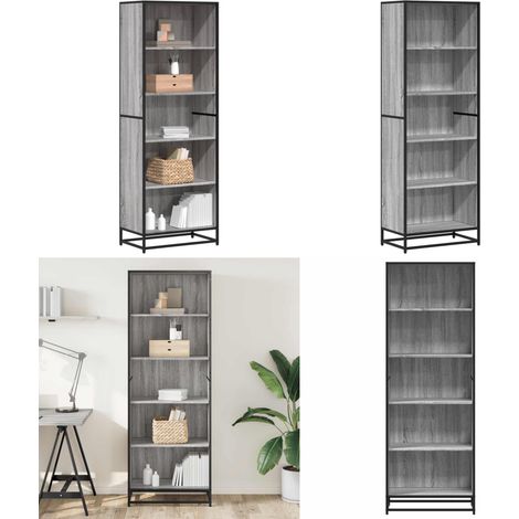 vidaXL Bücherregal Grau Sonoma 60x35x170,5 cm Holzwerkstoff (1/5)