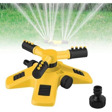 360° yellow lawn sprinkler - Adjustable range, ideal for watering gardens, plants, automatic system (1/5)