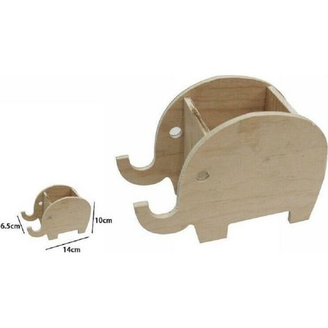 Trade Shop - 2PCS STIFTHALTER BLEISTIFTE NATURHOLZ DECOUPAGE ELEFANTEN 53481A -