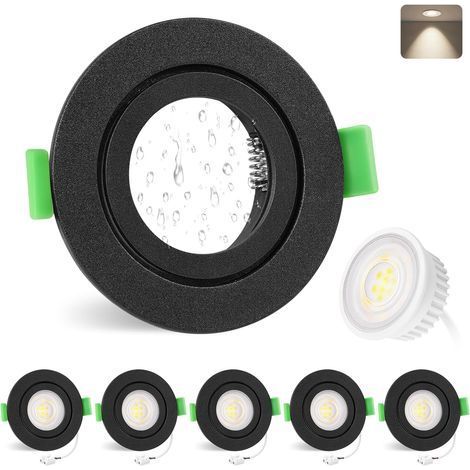 Lot de 6 Spot encastrable, IP65 étanche, Module LED 5W, Blanc neutre 4000K, Pour salle de bain et extérieur (1/5)