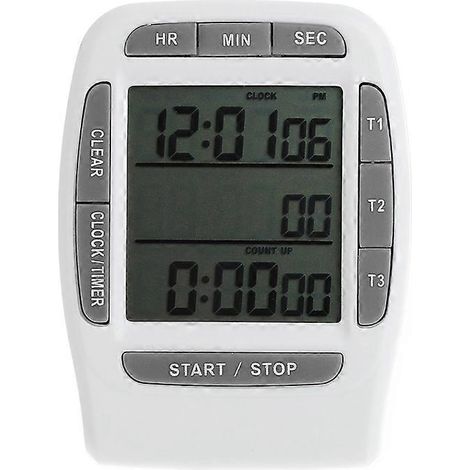 Minuteur numérique LCD multicanal à compte à rebours pour laboratoire, 3 canaux, 99 heures (1/5)