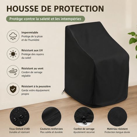 Housse de protection pour chaise de jardin 65x65x80/120 cm tissu Oxford noir 65cm 80 120cm 300 g – Livraison gratuite (1/5)