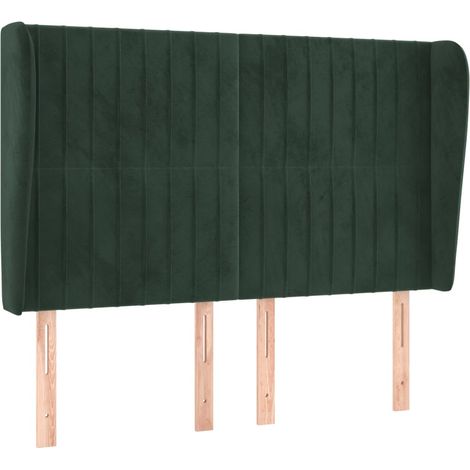 Tête de lit,Panneau décoratif avec oreilles Vert foncé 147x23x118/128 cm Velours CFW1416386 (1/5)