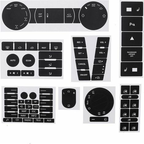 Reparaturaufkleber-Set für VW Touareg 2004–2009 – Mattschwarz – 8 Aufkleber für Bedienelemente – bis 2009 (1/4)
