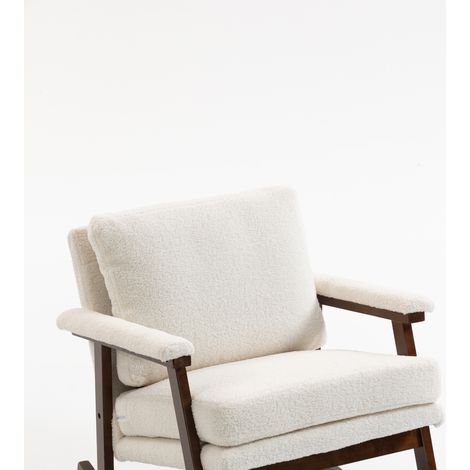 Fauteuil à bascule style mid-century en bois avec assise et dossier rembourrés (1/5)