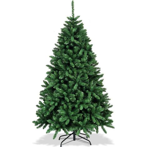 COSTWAY Árbol de Navidad de 1,8 m Árbol Artificial con Base en Metal Resistente Plegable Árbol en PVC con 1355 Puntas Verde (1/5)
