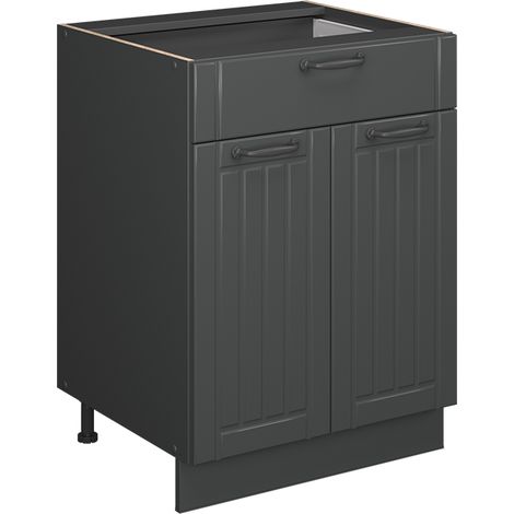 Meuble cuisine Fame-Line, Gris foncé, 60cm avec tiroir, PT Anthracite, Vicco