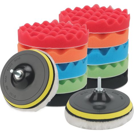 Lot de 16 tampons de polissage de voiture de 150 mm pour perceuse, polisseuse de voiture (1/5)