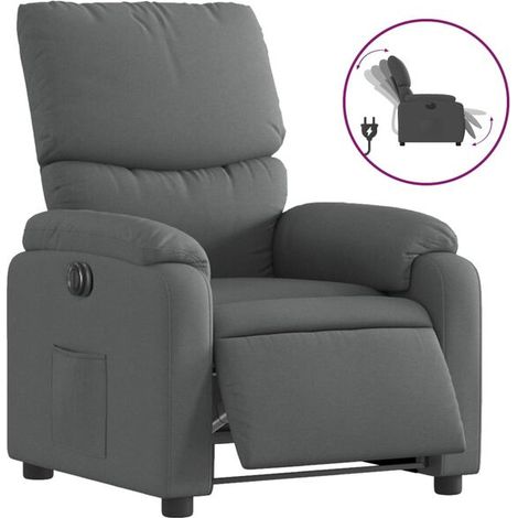 Fauteuil inclinable électrique en tissu gris foncé (1/5)