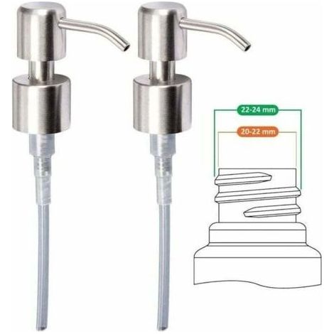 PA Pompa di ricambio per dispenser di sapone in acciaio inox spazzolato da 24 mm di alta qualità, 2 pezzi (1/4)