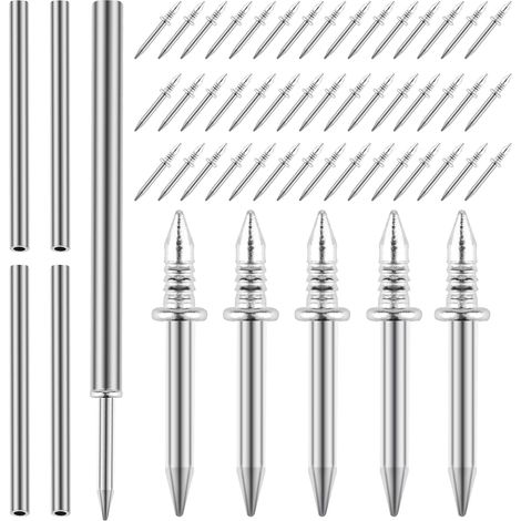 Lot de 500 clous de plinthe à double tête sans couture pour plinthe, clous à double tête sans trace, vis de sécurité invisibles pour clous de meubles en bois, avec 5 outil de manchon (1/5)