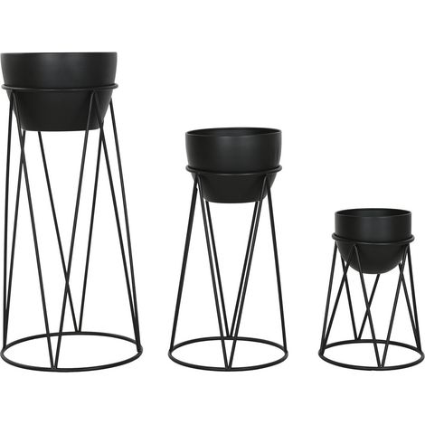Macetero Set 3 Metal 28X28X80 Negro (1/4)