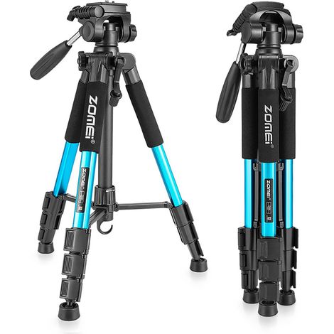 Trépied pour appareil photo, trépied léger avec rotule 3D amovible, trépied photo en aluminium pour reflex numériques Canon, Nikon et Sony, trépied pour smartphone avec support pour téléphone (1/5)