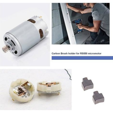 2 porte-balais de charbon pour le moteur RS550 et 4 balais de charbon pour la perceuse-visseuse (1/5)