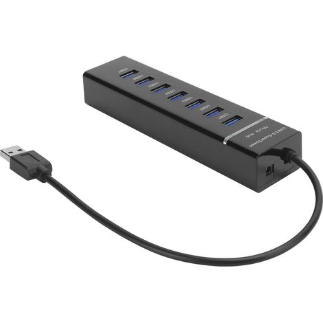 Hub USB 3.0 7 Ports avec Indicateur LED Bleu, Haute Vitesse 5 Gbps, Alimentation 5V, BYLP107 (1/5)