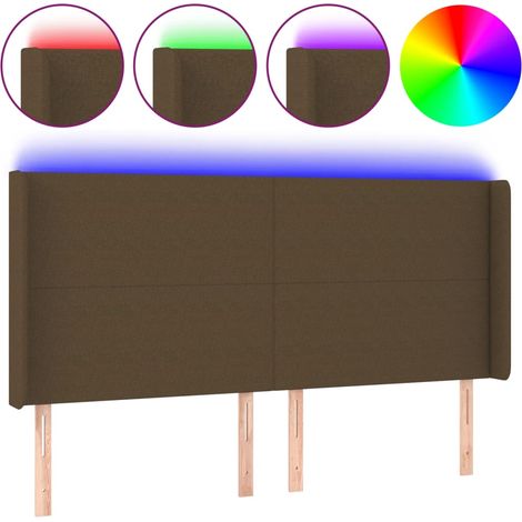 Maison Exclusive - Cabecero con LED de tela marrón oscuro 163x16x (1/5)