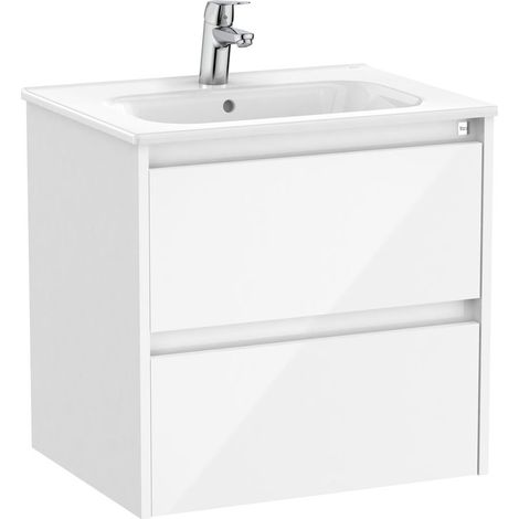 Pack Unik mueble de 2 cajones + lavabo TENET - ROCA Color: Blanco brillo - Medidas: 585x460x565 mm