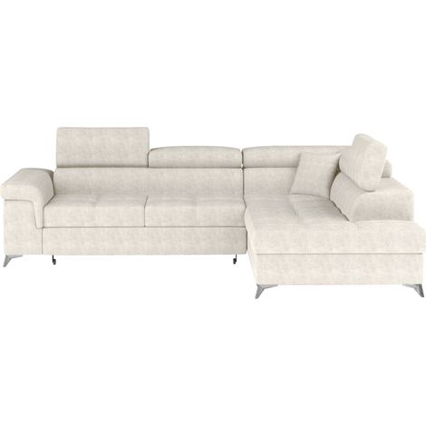 Canapé d'angle convertible PALAZZO 4 places beige – angle droit avec coffre (1/5)