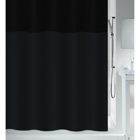 Rideau de douche Polyester URBANKO 180x200cm Noir Spirella (1/4)