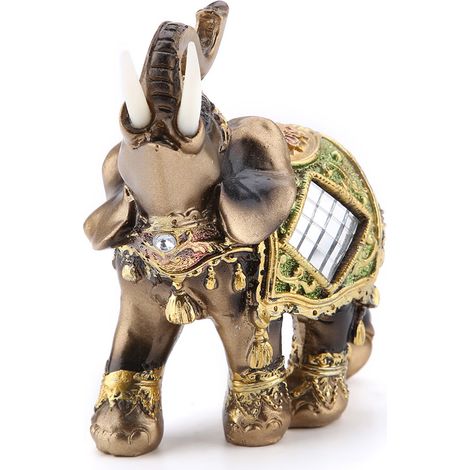 Statue d'éléphant vert Feng Shui porte-bonheur, sculpture, figurine de richesse, cadeau, décoration intérieure (M) (1/5)