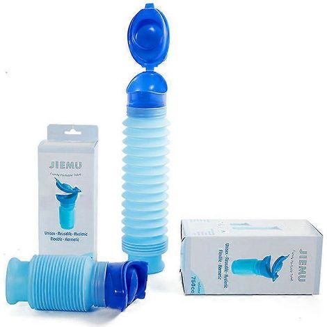 Urinoir portable d'urgence de haute qualité pour homme et femme, idéal pour les voyages, le camping et la voiture. Bouteille pour uriner de 750 ml, bleue, à l'unité. (1/4)