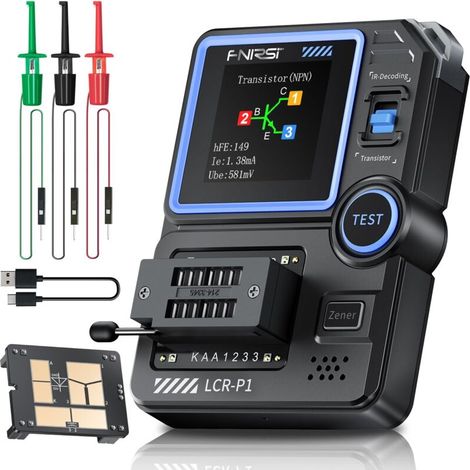 LCR-P1 Transistor Tester, Mosfet Transistor Capacitor Tester, SMD Electronic Component Tester, Diode Triode Zener Diode Resistance Inductance Battery Test LCR Meter MOS (1/5)