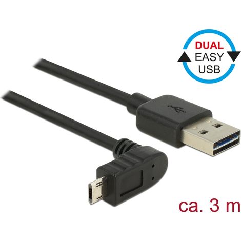 Kabel easy usb 2.0-a  easy micro-b oben/unten gewinkelt stecker/stecker 3 m delock