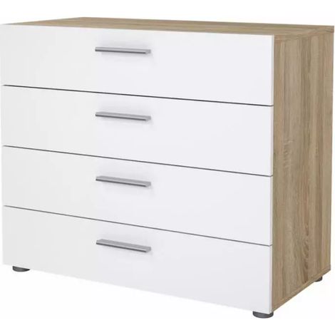 cassettiera 4 cassetti "pepe" rovere e bianco lucido 80,2x40,2x68,2 cm (1/4)