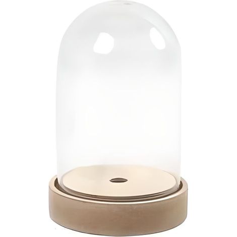 Cloche - 52161 - Plastique transparent - Socle en bois - 12,5 cm de hauteur (1/2)