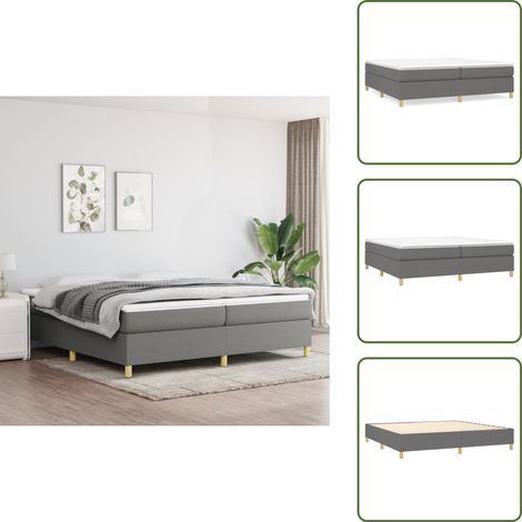 Cadre de lit sans matelas gris foncé 200x200 cm tissu - Cadre De Lit - Lit Double - Lit Tissu - Lit Gris - Meuble Chambre (1/5)