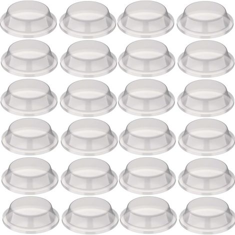 24 topes de puerta redondos de silicona transparente de 12 mm de diámetro, autoadhesivos, para muebles y armarios, resistentes al envejecimiento. (1/2)