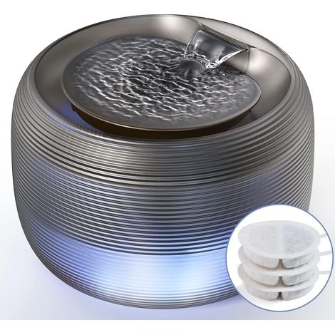 CCYKXA 2,5 l ultraleiser Katzen-Wasserbrunnen, Hunde-Wasserspender mit LED-Licht, Anti-Kalk-Funktion, mit 4 Filterpackungen (1/5)