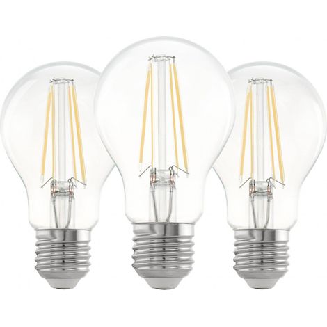 LOT DE 3 AMPOULES E27 A60 FILAMENT CLAIRE 7W 806 LM 2700K