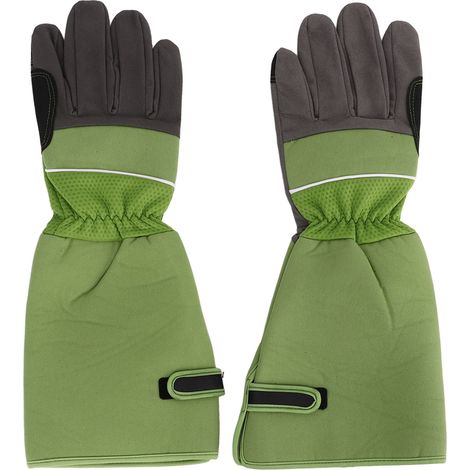 1Pair Cut Resistant Garden Gloves Long Thorn Proof Gardening Gloves for Men Women Green (1/5)