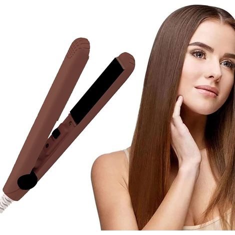 Lisseur de Cheveux Compact Brun, Fer à Friser et Lisser 2-en-1, avec Étui de Protection Transparent, Idéal pour Toutes les Textures, Technologie de Chaleur Contrôlée, Coiffage Précis (1/5)